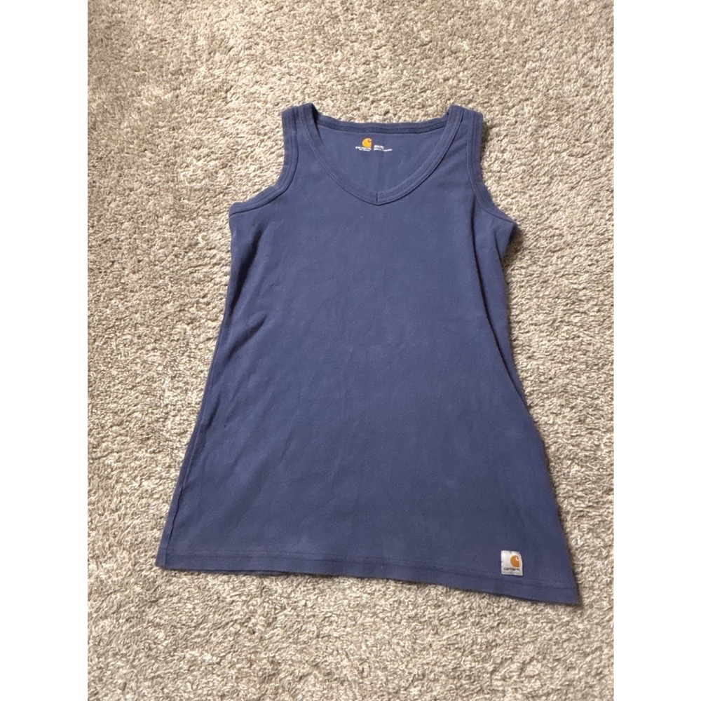 Carhartt Womens V-Neck Ribbed Tank Top Blue Purple WK135 PBL S 4/6